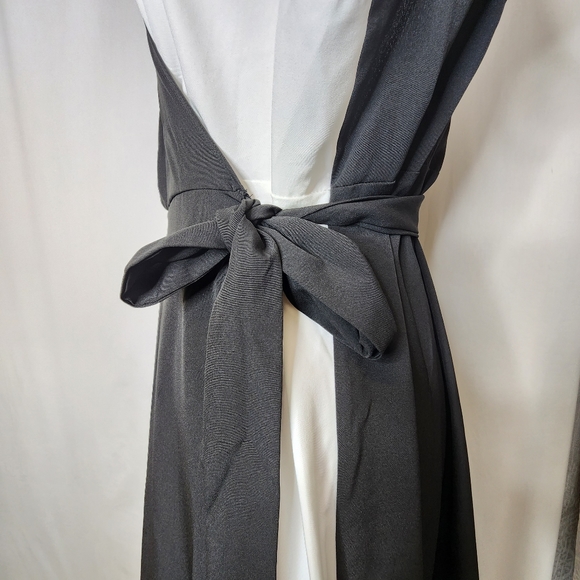 Skue Curve Sz 1XL Black & White Ruffle Sleeve Collar Neck Wrap Dress Tie Waist - Picture 7 of 16